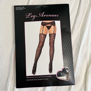 NWT Fishnet Stockings with Rhinestones & Lace